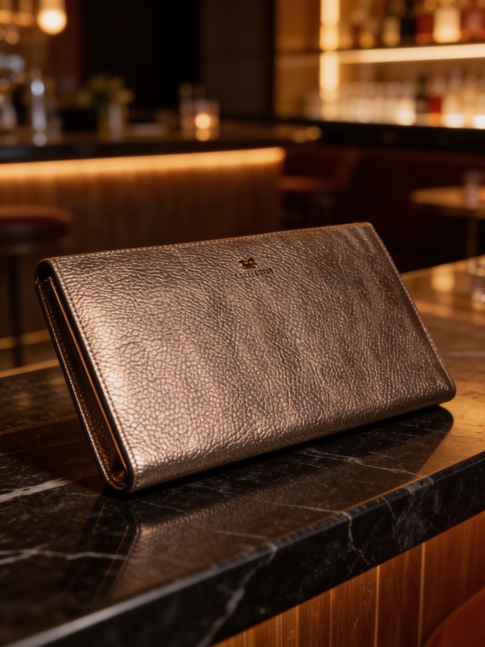 Ted Baker London Rose Gold Pebbled Leather Clutch/Travel Wallet/Passport Holder